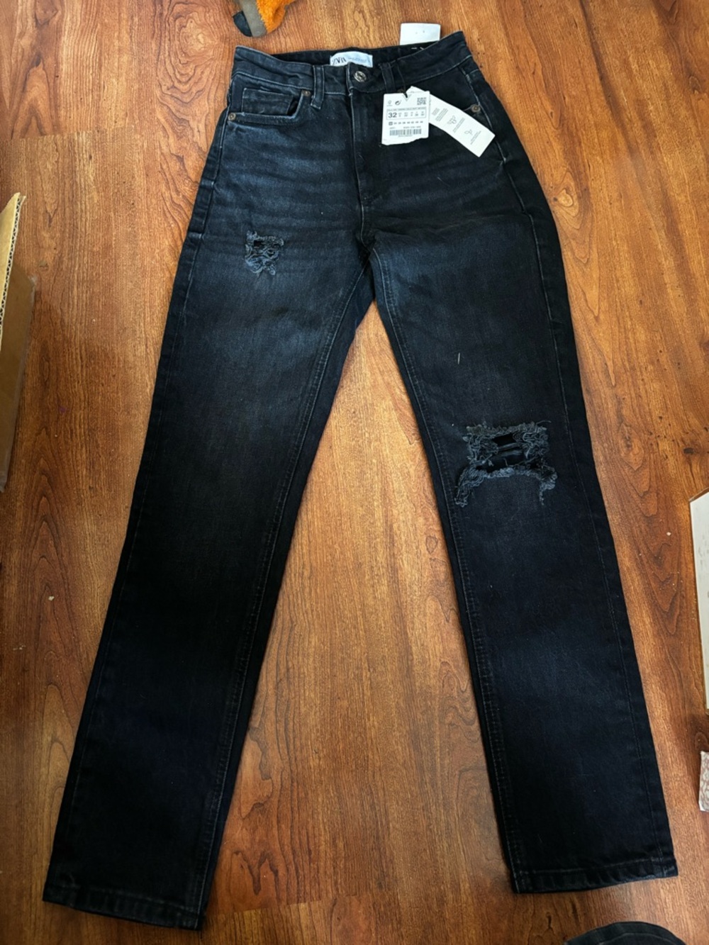 Zara Women's Black  Distressed Hi Rise Ankle Length Slim Jeans Size 0